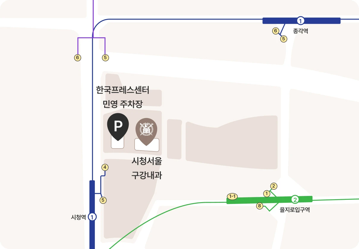 한국프레스센터 주차장 위치를 표시한 약도