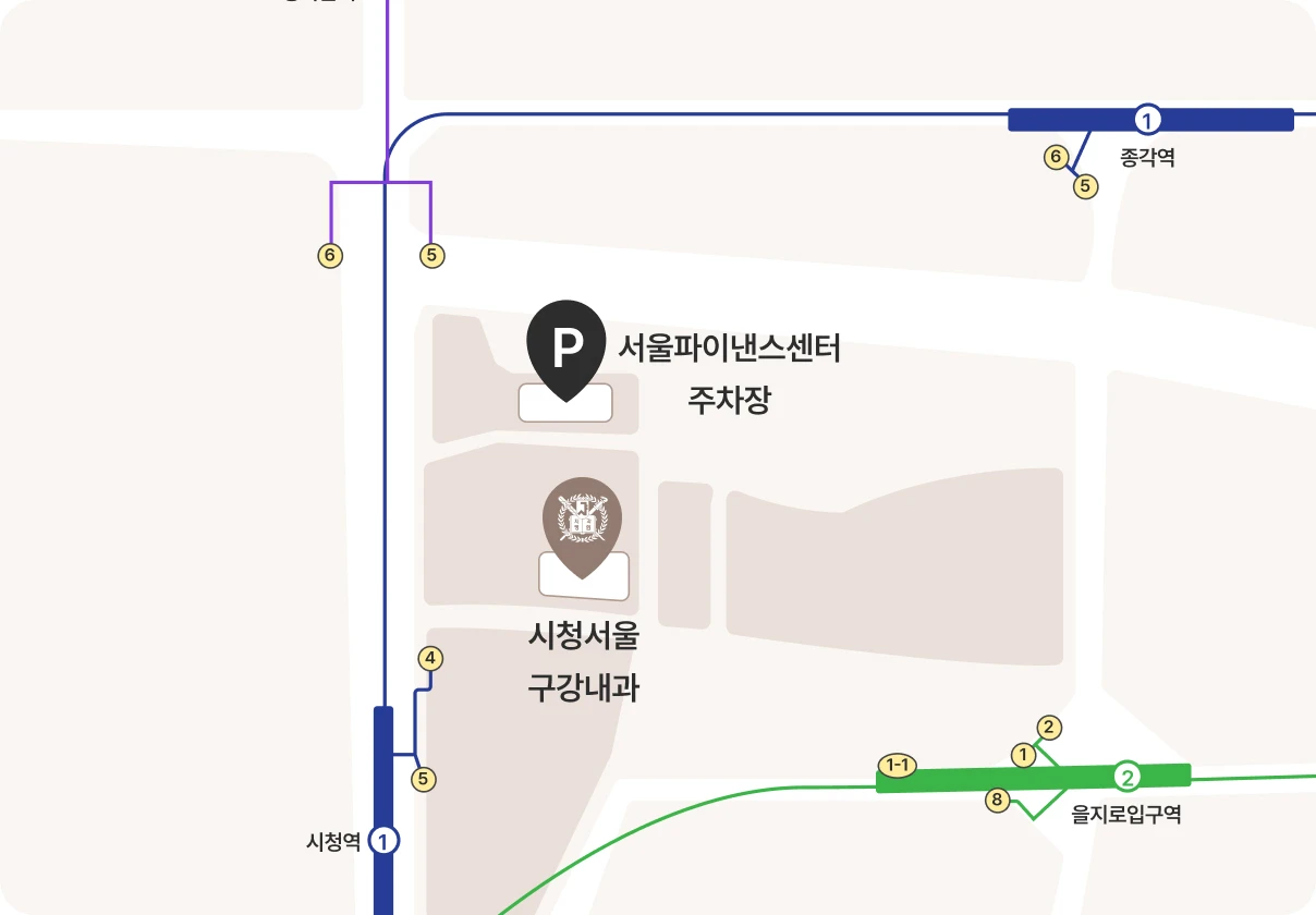 서울파이낸스센터 주차장 위치를 표시한 약도