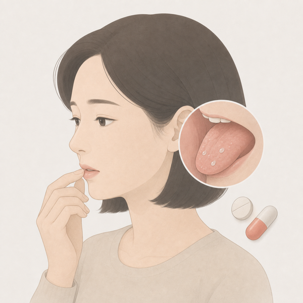 약물 유발 구강건조증 의료 일러스트