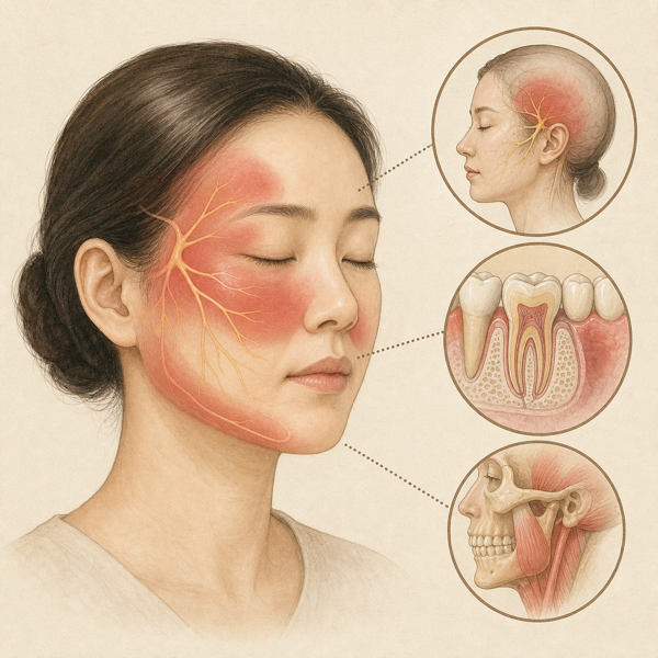 구강안면 군발발작 의료 일러스트
