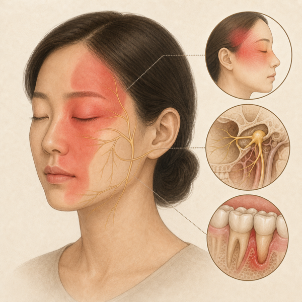 삼차자율신경성 구강안면통증 의료 일러스트