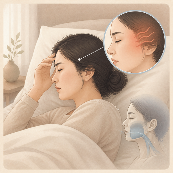 아침 두통 의료 일러스트