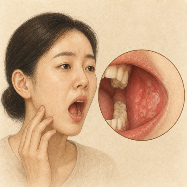 구강 점막 화상 의료 일러스트