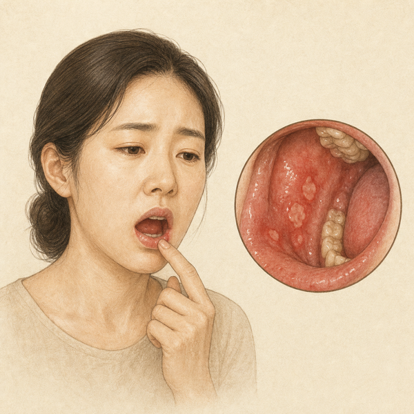 구강 점막염 의료 일러스트