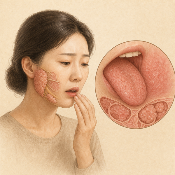 방사선 유발 구강건조증 의료 일러스트