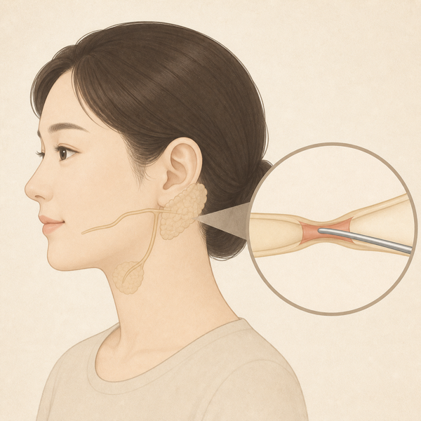 침샘관 확장술 의료 일러스트