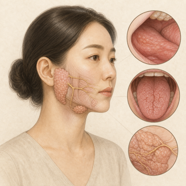 침샘 기능장애 의료 일러스트