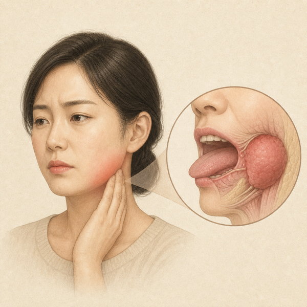 침샘 부종 의료 일러스트
