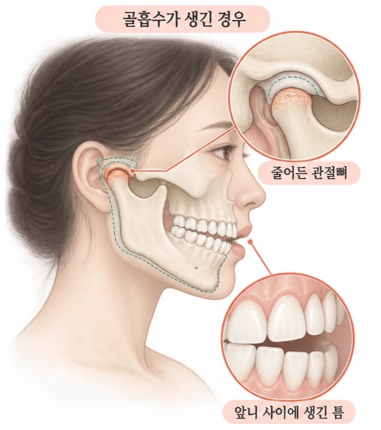 턱관절 골흡수로 아래턱과 치아 맞물림이 달라지는 과정