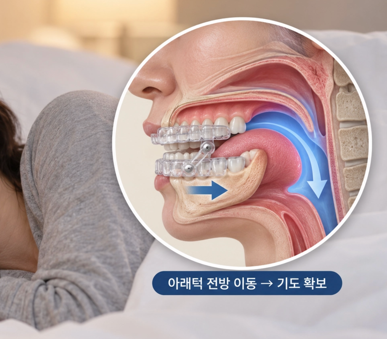 구강내장치가 아래턱을 앞으로 유지하는 원리